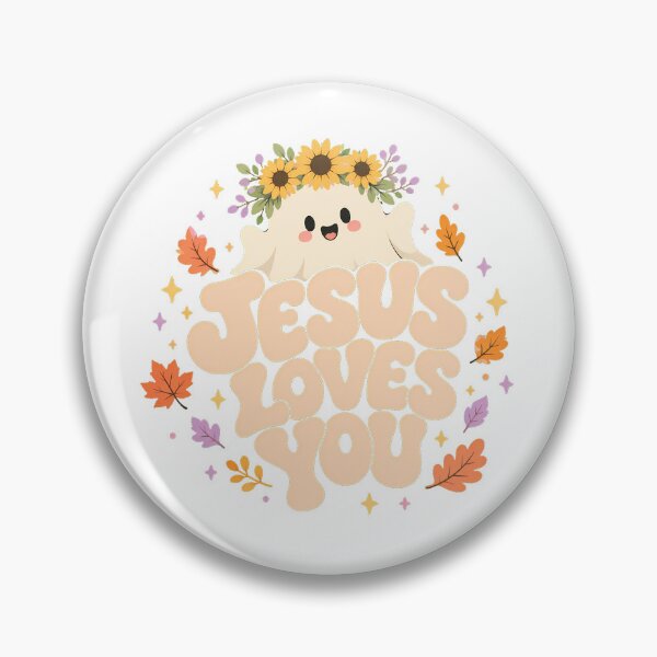 Item preview, Jesus Loves You Fall Ghost Floral Autumn Faith designed and sold by chattsuede.