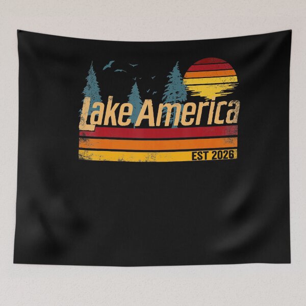 Item preview, Lake America Vintage Sunset Lake Life Design designed and sold by Khescoiu.