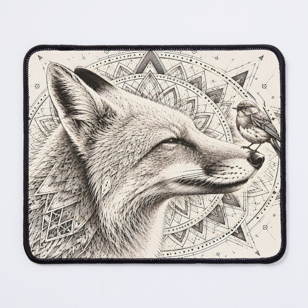 Item preview, Fox and Songbird Mandala | Geometric Animal Mandala Art | Sacred Geometry Wildlife Illustration | Intricate Nature Wall Art designed and sold by suryabumblee.