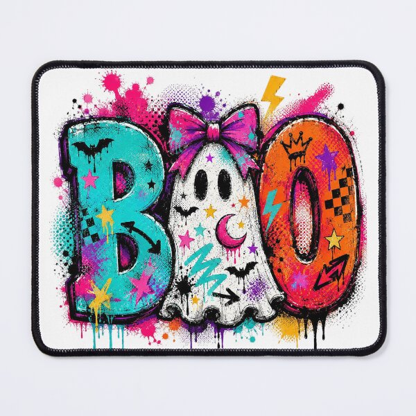 Item preview, Boo Ghost Neon Graffiti Splatter Pink Bow Halloween Retro 90s designed and sold by DYALEEZ-XCR.