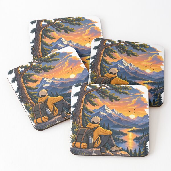 Item preview, Mountain Lake Hiking Adventure – Outdoor Wilderness Illustration designed and sold by LmonioressXxx.