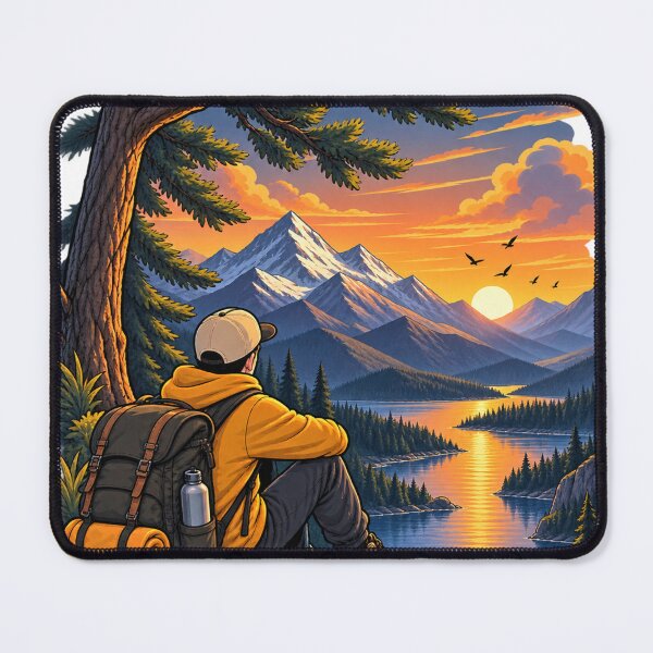 Item preview, Mountain Lake Hiking Adventure – Outdoor Wilderness Illustration designed and sold by LmonioressXxx.