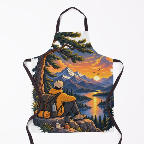 Item preview, Mountain Lake Hiking Adventure – Outdoor Wilderness Illustration designed and sold by LmonioressXxx.