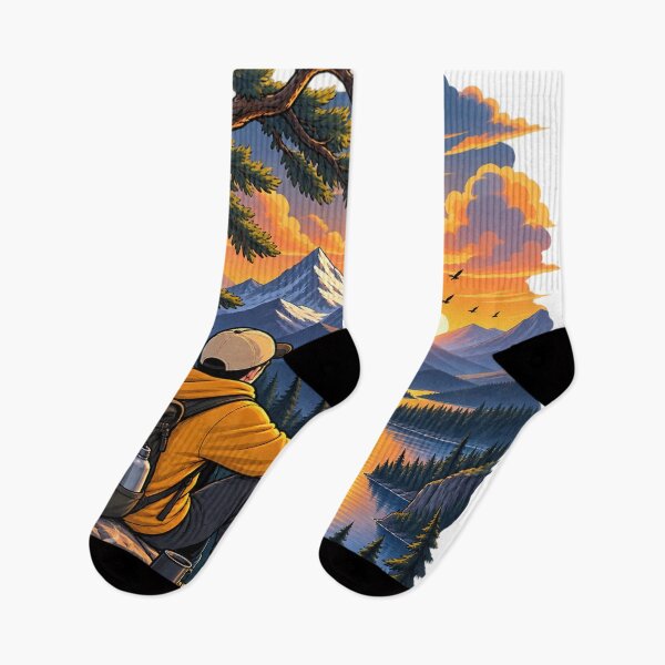 Item preview, Mountain Lake Hiking Adventure – Outdoor Wilderness Illustration designed and sold by LmonioressXxx.