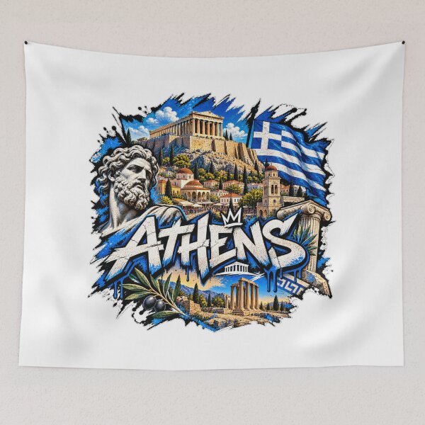 Item preview, Athens Greece Street Art – Acropolis Urban Graffiti Design designed and sold by URBIVO.