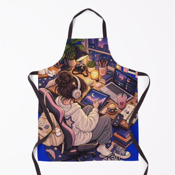 Item preview, Cozy Creative Night Workspace – Lo-Fi Artist Illustration designed and sold by LmonioressXxx.
