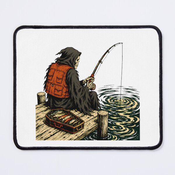 Item preview, Grim Reaper Fishing Skeleton Angler Dark Humor designed and sold by chattsuede.