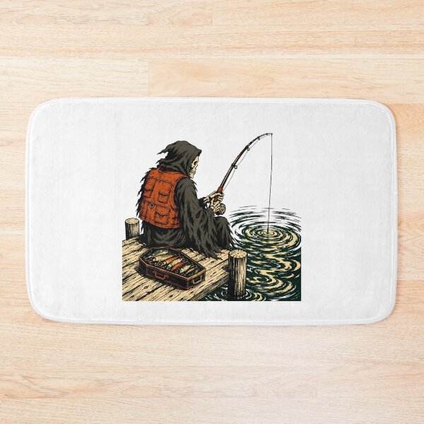 Item preview, Grim Reaper Fishing Skeleton Angler Dark Humor designed and sold by chattsuede.