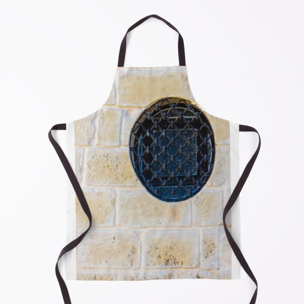 Item preview, Circular Metal Grate Over Window in Beige Stone Wall Creates Historic, Industrial Detail designed and sold by Nmallia.