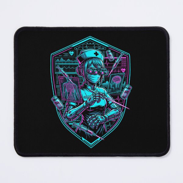 Item preview, Cyberpunk Cyborg Nurse Synthwave Neon Triage Shield Aesthetic designed and sold by Animer-art1.