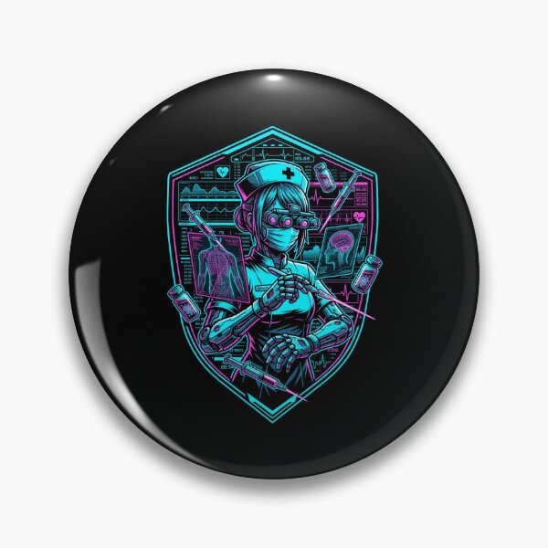 Item preview, Cyberpunk Cyborg Nurse Synthwave Neon Triage Shield Aesthetic designed and sold by Animer-art1.