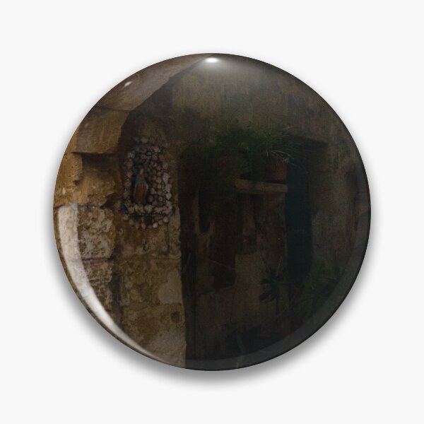 Item preview, Weathered Stone Archway Leading Into Shaded Mediterranean Courtyard With Potted Plants And Peeling Paint designed and sold by Nmallia.