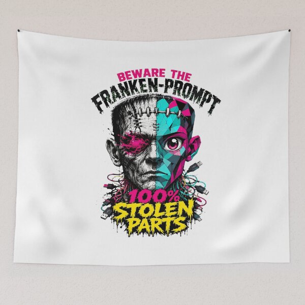 Item preview, Beware The Franken Prompt Human Creator Protest Slogan designed and sold by chattsuede.