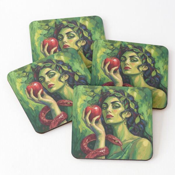 Item preview, The Guardian of Temptation: Serpent, Red Apple & Forest Enchantress Art designed and sold by chihuahuashower.