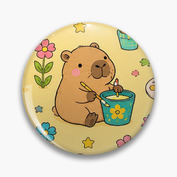 Item preview, Capybara Flower Pot Painting Pattern designed and sold by Soft Berry Studio.