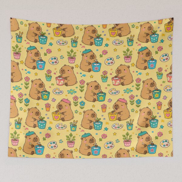 Item preview, Capybara Flower Pot Painting Pattern designed and sold by Soft Berry Studio.