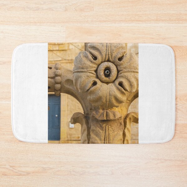 Item preview, Detailed Stone Rosette Carving On Historic Architectural Column Close-Up With Textured Ornament designed and sold by Nmallia.