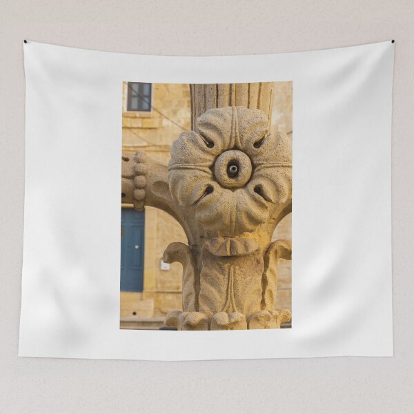Item preview, Detailed Stone Rosette Carving On Historic Architectural Column Close-Up With Textured Ornament designed and sold by Nmallia.