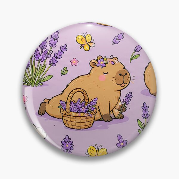 Item preview, Capybara Lavender Meadow Pattern designed and sold by Soft Berry Studio.