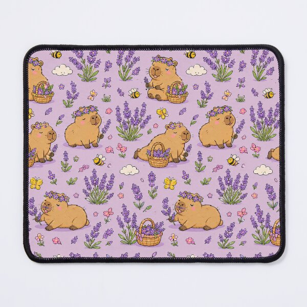 Item preview, Capybara Lavender Meadow Pattern designed and sold by Soft Berry Studio.