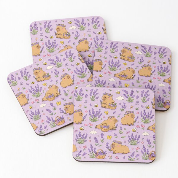 Item preview, Capybara Lavender Meadow Pattern designed and sold by Soft Berry Studio.