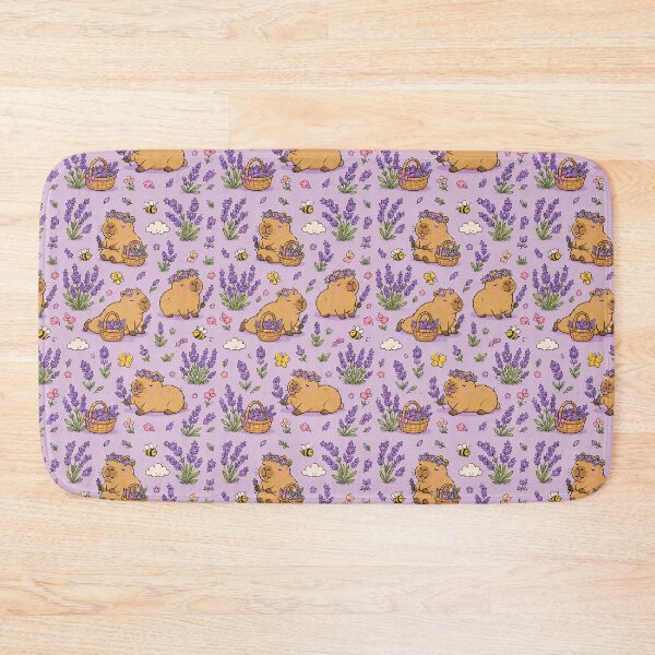 Item preview, Capybara Lavender Meadow Pattern designed and sold by Soft Berry Studio.