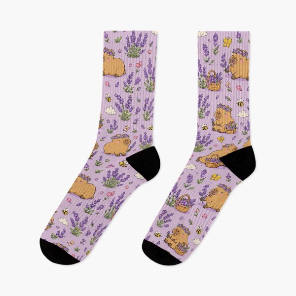 Item preview, Capybara Lavender Meadow Pattern designed and sold by Soft Berry Studio.