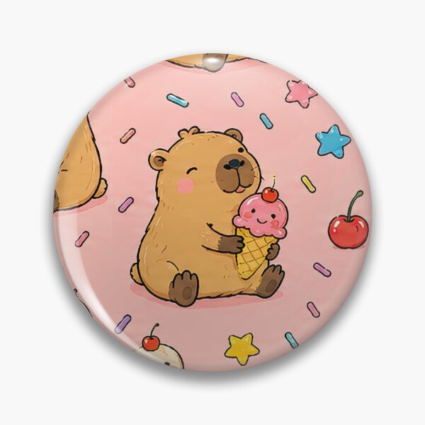 Item preview, Capybara Ice Cream Day Pattern designed and sold by Soft Berry Studio.