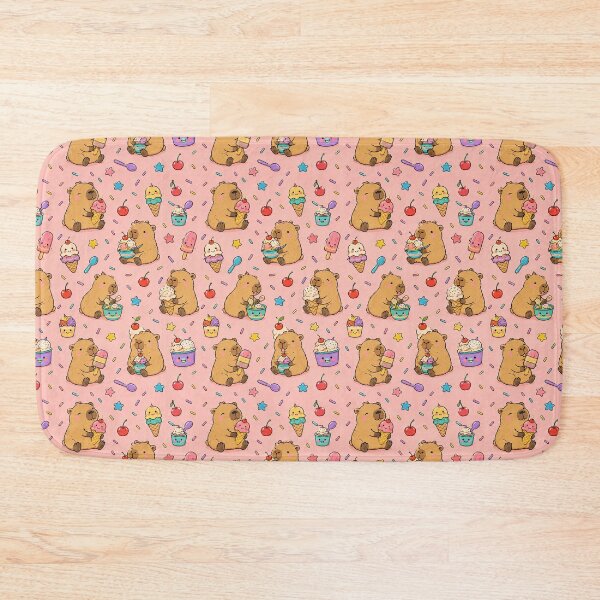 Item preview, Capybara Ice Cream Day Pattern designed and sold by Soft Berry Studio.