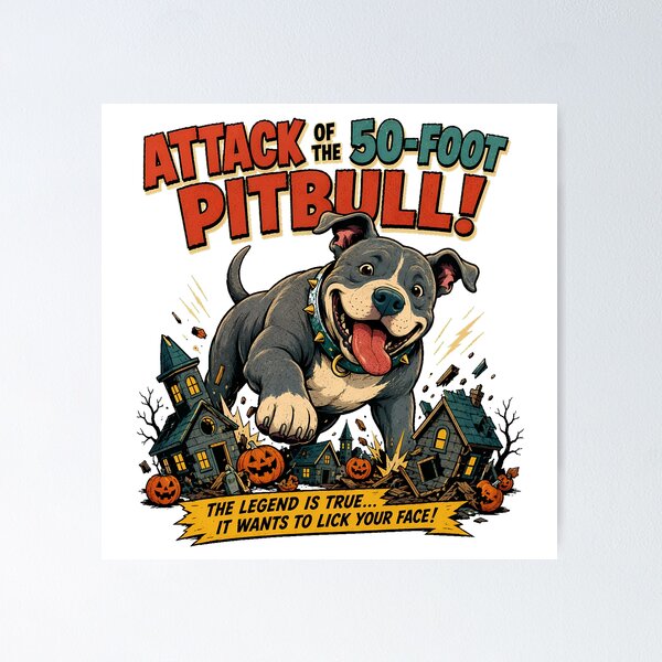 Item preview, Giant Pitbull Puppy Monster Halloween Movie Parody designed and sold by chattsuede.