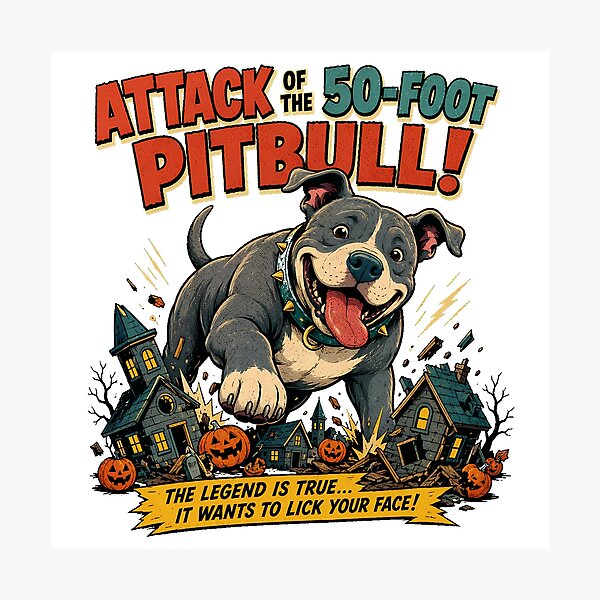 Item preview, Giant Pitbull Puppy Monster Halloween Movie Parody designed and sold by chattsuede.