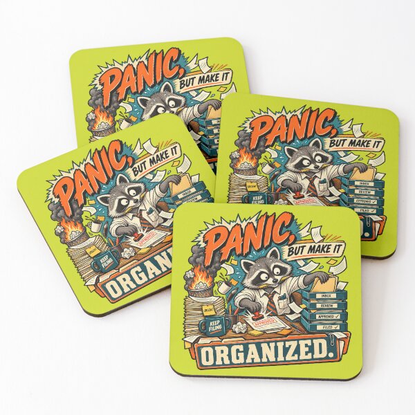Item preview, Panic But Make It Organized Funny Office Raccoon designed and sold by SVox.