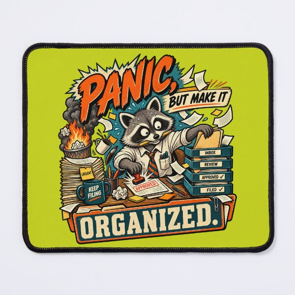 Item preview, Panic But Make It Organized Funny Office Raccoon designed and sold by SVox.