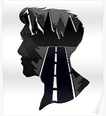 Geometric Mountain Silhouette Male Poster