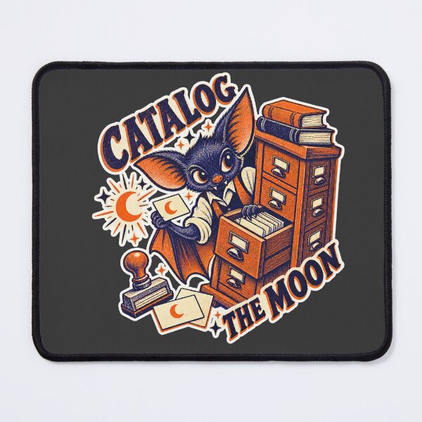 Item preview, Spooky Librarian Bat – Catalog the Moon Vintage Halloween Risograph designed and sold by Jaani-T.