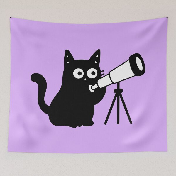 Item preview, Cute Cat Stargazing With Telescope Under The Stars Astronomy Space Kitty designed and sold by DibujandoPorfa.