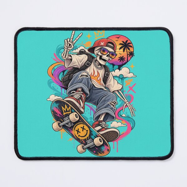 Item preview, Retro Skeleton Skateboard Street Art – Vintage Skater Illustration designed and sold by LmonioressXxx.