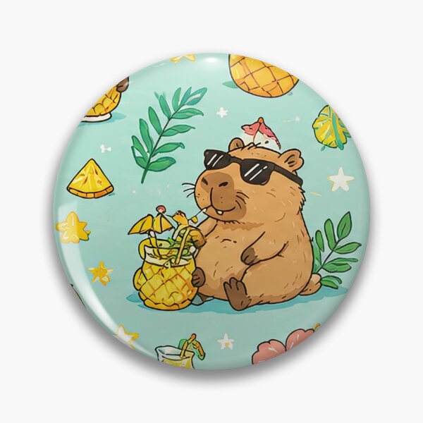 Item preview, Capybara Pineapple Tropical Pattern designed and sold by Soft Berry Studio.