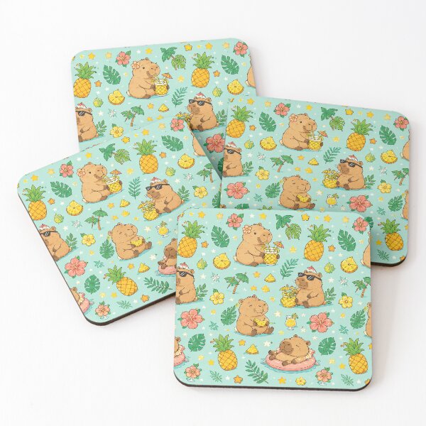 Item preview, Capybara Pineapple Tropical Pattern designed and sold by Soft Berry Studio.