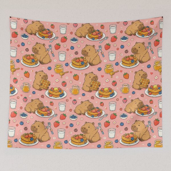Item preview, Capybara Waffle Breakfast Pattern designed and sold by Soft Berry Studio.