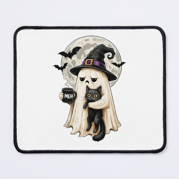 Item preview, Halloween Ghost Holding Black Cat designed and sold by studio-ssaam.
