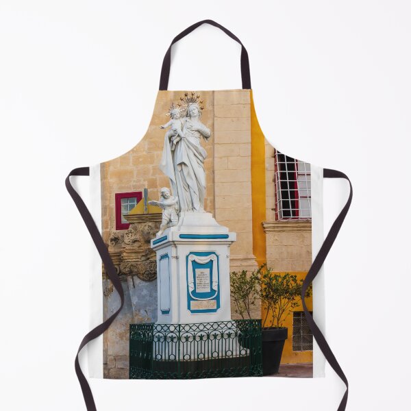 Item preview, Marble Madonna Statue With Child And Angel Beside Colorful Historic Building Facade designed and sold by Nmallia.