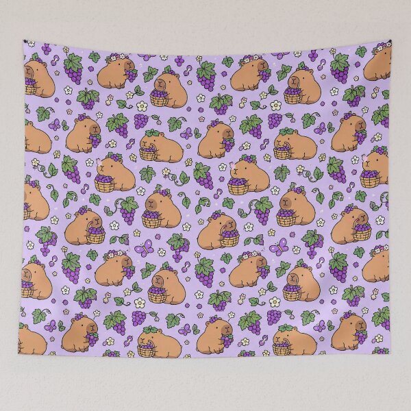 Item preview, Capybara Grape Harvest Pattern designed and sold by Soft Berry Studio.