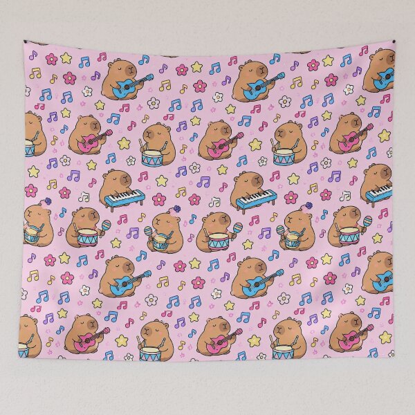 Item preview, Capybara Music Party Pattern designed and sold by Soft Berry Studio.