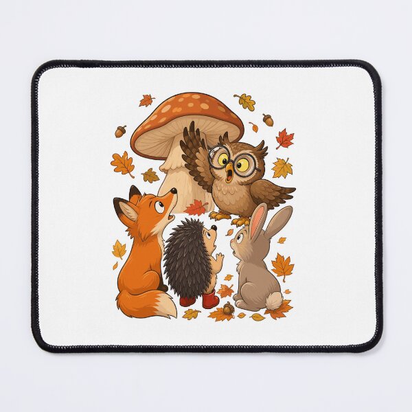 Item preview, Forest Friends Autumn Sticker — Owl, Fox, Hedgehog and Rabbit Around a Big Mushroom designed and sold by Krasnovaovaova.