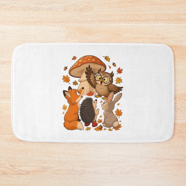 Item preview, Forest Friends Autumn Sticker — Owl, Fox, Hedgehog and Rabbit Around a Big Mushroom designed and sold by Krasnovaovaova.