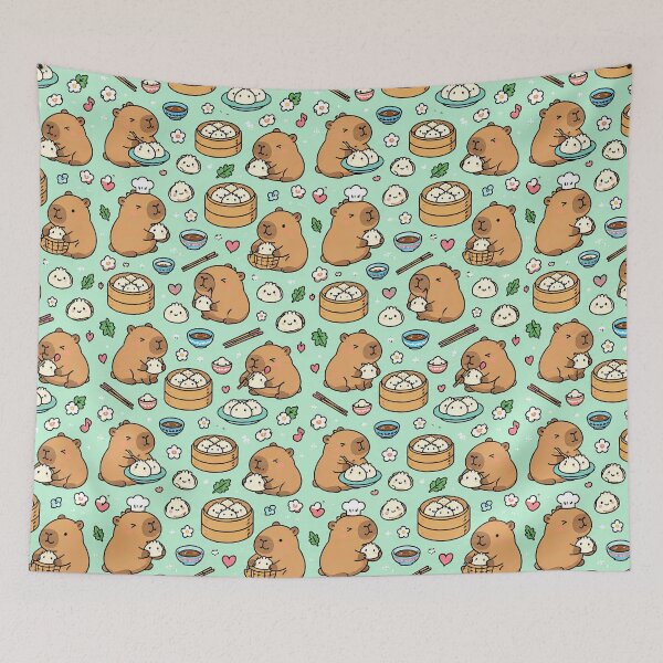 Item preview, Capybara Dumpling Party Pattern designed and sold by Soft Berry Studio.