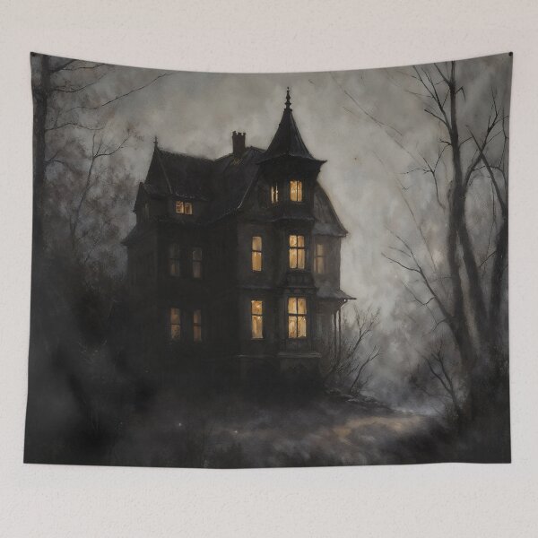 Item preview, Gothic Haunted House In Mist At Dusk Painting designed and sold by DarkHolyQueen.