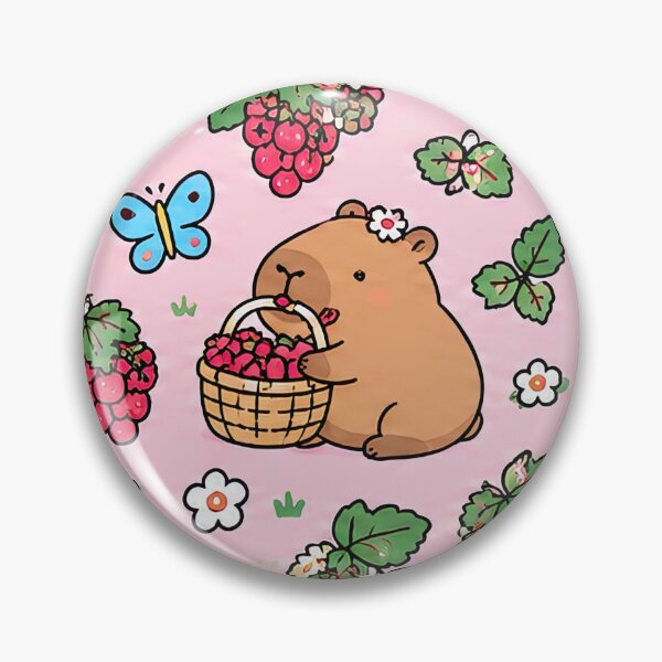 Item preview, Capybara Raspberry Garden Pattern designed and sold by Soft Berry Studio.