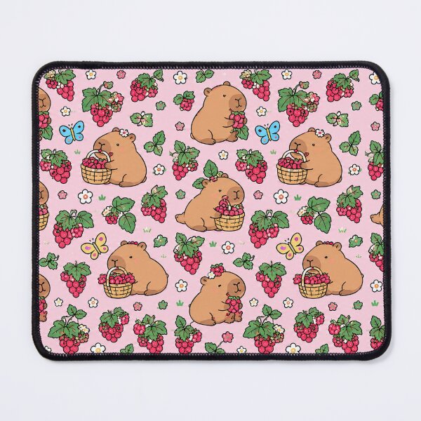 Item preview, Capybara Raspberry Garden Pattern designed and sold by Soft Berry Studio.